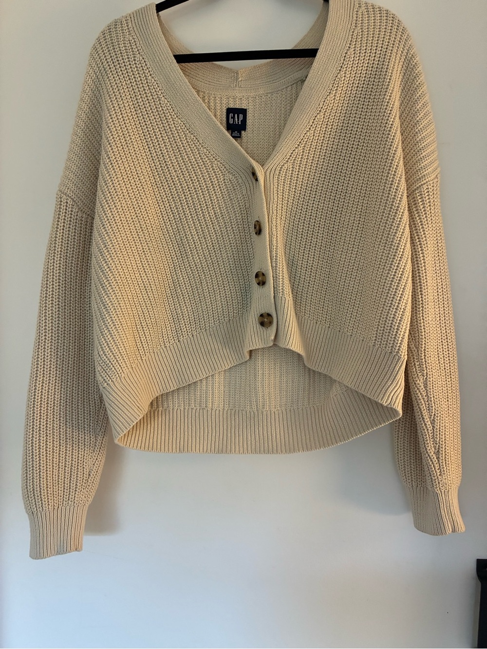 GAP vintage cream 100% cotton Cropped V-Neck Button Cardigan Sweater